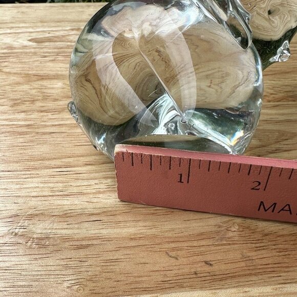 Elephant Figurine Paperweight 4.75" Hand Blown Crystal Art Glass Ground Base - Picture 5 of 7